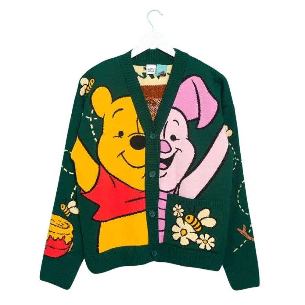 Winnie the Pooh Unisex Adult Knitted Cardigan / Green